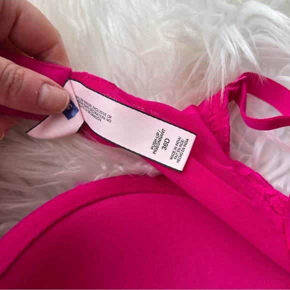 Victoria’s Secret Hot Pink Floral Lace Push Up Bra - Picture 2 of 2